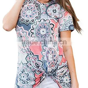 New Design 2017 Summer Short Sleeve Floral Blouse thumbnail-3
