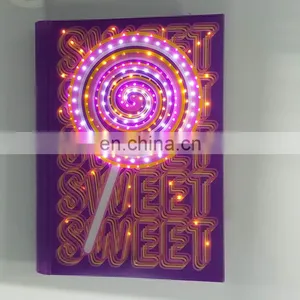 17*22*2cm Custom Made Printed Led Flashing Notebook Cheap Diary With Push Button thumbnail-1