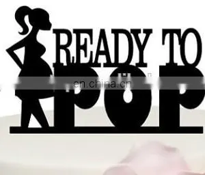 Boy and Girl Ready to Pop Baby Shower Acrylic Cake Topper thumbnail-1