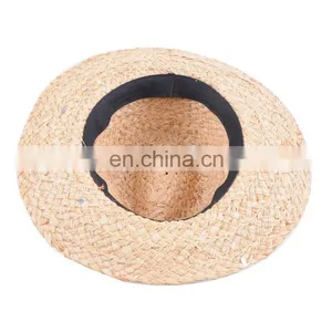 Wholesale Unisex Fashion Design Supreme Summer Raffia Panama Straw Boater Hat thumbnail-4