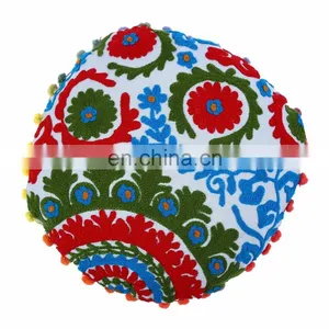 Handmade Suzani Cushion Cover Decorative Cotton Throw Indian Pillow Case thumbnail-1