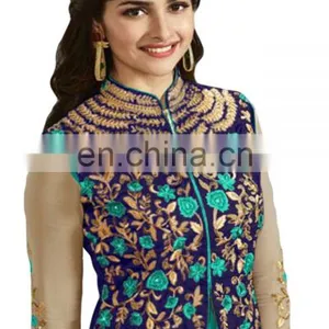 2017 Ladies Attractive Casual Party Wear Koti Style Salwar Kameez Dress Materials thumbnail-2