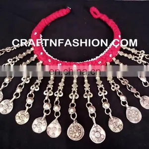 Old Gypsy Afghan Jewelry, Belly Dance Old Costuming Pendant, Boho Style Nomadic Jewelry thumbnail-3