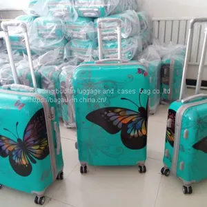 High Quality Butterfly Design PC Luggage Set 3pcs Travel Bag Aluminum Trolley Travel Case thumbnail-2