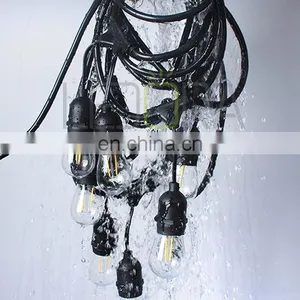 S14 Led 48ft 15 Sockets Party Edison Bulb Patio Led Solar String Lights Waterproof thumbnail-6