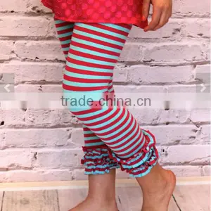 Brown Stripe Ruffle Knit Pants in Children Teen and Women Size,women Leggings Tight Pants thumbnail-2