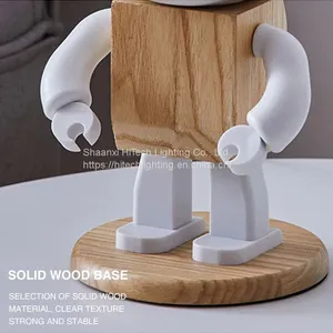 Wooden Robot Desk Lamp Children Reading Light USB Touch Dimming Table Light Boy Gift Nordic Kids Bedroom Minimalist Book Light thumbnail-5