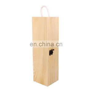 Hot Sale Unfinished Pine Cheap Empty Single Wooden Wine Box thumbnail-5