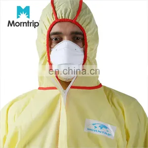 Manufacture Customized 3 Panel Hood Storm Flap With Adhesive Tape Non Woven SMS Microporous Coverall With Bound Seams thumbnail-3