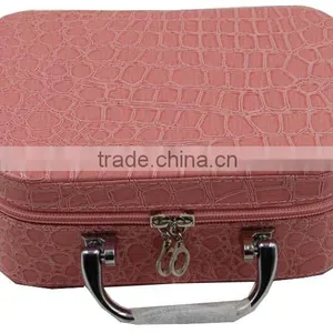 Colorful Leather Makeup Travel Carrying Case, Makeup Train Artist Storage Box, Hard Shell Leather Beauty Vanity Case Bag thumbnail-3