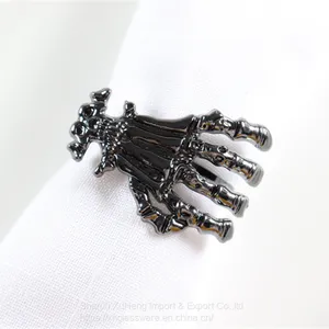 Black Colored Skeleton Hand Napkin Ring For Halloween Table Decoration thumbnail-2