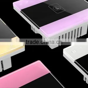 Gold 1Gang Crystal Glass Panel Touch Smart Home Wall Switch thumbnail-2