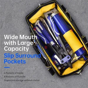 22-inch Wide Mouth Tool Bag Heavy Duty - Waterproof Large Tool Organizer Bag thumbnail-4