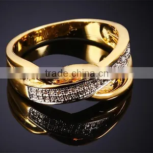 New Product 2017 Cubic Zirconia Hong Kong Factory 2-Tone Plated Wedding Band Ring thumbnail-3