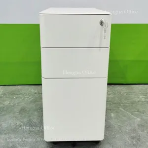 Slim Design 3 Drawer Mobile File Cabinet, Co-working Space Furniture With Master Key Option & Scratch-Resistant Coating, Best Selling thumbnail-1