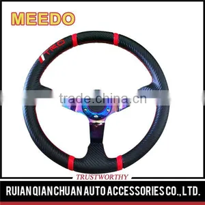 UNIVERSAL RACING DRIFTING DRIFT 350MM BLACK/RED STITCH JDM STEERING WHEEL thumbnail-4