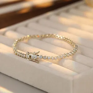 Round Moissanite Tennis Bracelet Original S925 Sterling Silver Plated 18k Gold With GRA Bracelets for Women Man thumbnail-3