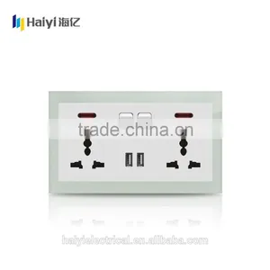 Haiyi China Supplier British Standard Double 13A 250V Electrical Wall Switch Sockets thumbnail-3