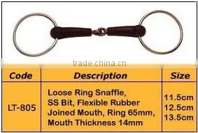 Loose Ring Snaffle, SS Bit, Flexible Rubber Joined Mouth thumbnail-1