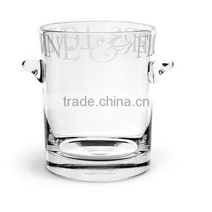 Square Leadfree Crystal High Quality Customized Size Popular Model Ice Bucket With Handle Frosted Decal thumbnail-1