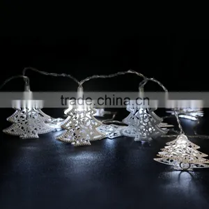 Xmas 10LED White Metal Tree Light Chain thumbnail-1