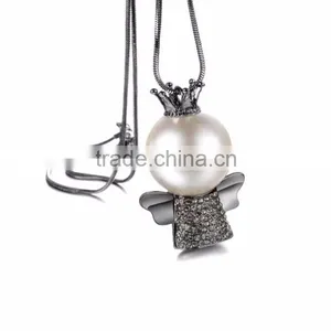 Hot Sale Gold Long Chain Simple Design Chinese Pearl Necklace Jewerly thumbnail-2