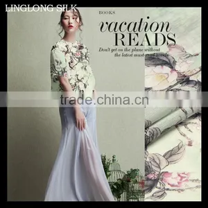 SILK LINEN FABRIC 14m/m Width 55"-140cm 30%Silk Fabric+70%Linen Vintage Dress 2016New Elegant Design Fashion Fabric Pattern Silk thumbnail-1