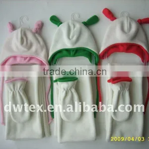 Newborn Bunny Scarf Hat Gloves/mitten Polar Fleece Set thumbnail-1