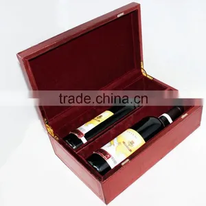 High Quality Faux Leather Wine Box/Wooden Wine Carrier/Double Wine Case thumbnail-3
