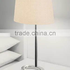 Round Farbic Shade Bronze Metal Base Portable Study Lamp thumbnail-2