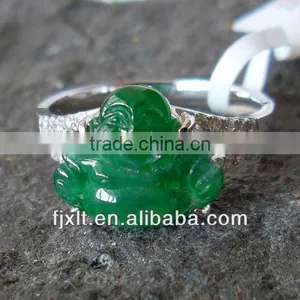 Hot Sale Picturesqueness 18K Gold Diamond Jade Stone Ring thumbnail-1