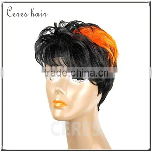 Cheap High Temperature Fiber ST1B Orange Wig Synthetic Wig for Fashion Lady Short Fashionable Wig thumbnail-1