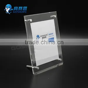 Acrylic Sign Holder Display Stands, Acrylic Table Menu Display Holder, Slanted Lucite Frames thumbnail-1
