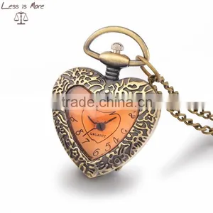Heart Shape Pocket Watch Necklace Antique Heart Pendant thumbnail-1