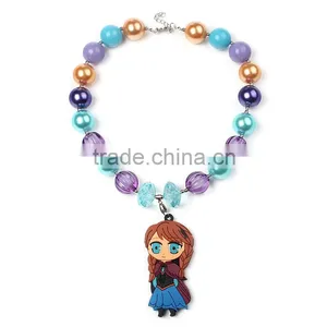 Flower Pearl Necklace With Girls Doll and Lace Bowknot Hairband for Girl Pearl Boutique Baby Girl Necklace thumbnail-5