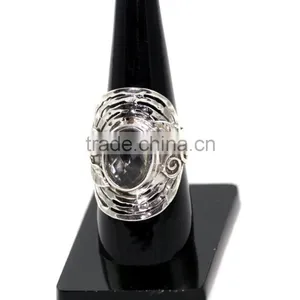 Stone and Oval Silver Gemstone Ring thumbnail-3