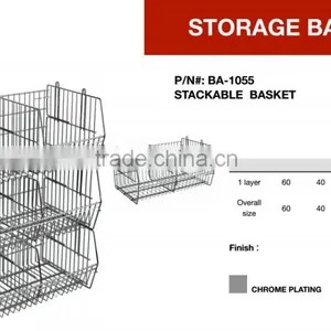 Popular Assemble Adjustable Stackable Storage Metal Wire Basket thumbnail-3
