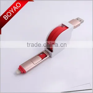 2016 Creative Two Sided Flat USB Cable, Retractable Noodle 2 in 1 Usb Charging Cable CE FCC ROHS thumbnail-1