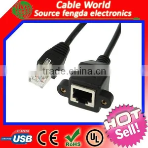 2015 NEW Cat5e RJ45 Male to Female Panel Mount Ethernet Network Cable With M3 Screw thumbnail-1