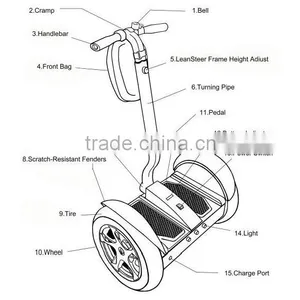 2015 NEW 2000W Self Balance Electric Scooter OB-C3 With 2 Wheels 17in/43cm Tire Lead Acid 36V.42Ah Battery thumbnail-3