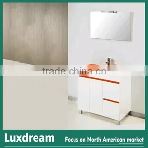 Colorful Glass Basin MDF Cabinet Commercial Bathroom Vanity thumbnail-3