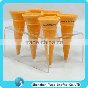 Custom Fabricated Acrylic Ice Cream Cone Display Transparent U Shape Ice Cream Holder thumbnail-1