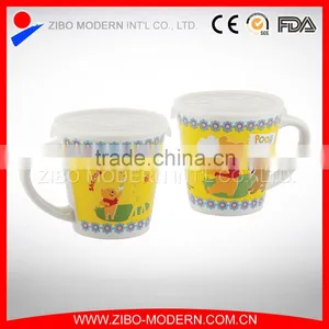 Wholesale Coffee Milk Cup Mug Office Ceramic Mug With Plastic Lid thumbnail-1