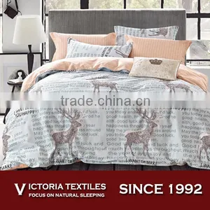 Deers' Grow up Diary Text Printed 6 Piece Cotton Duvet Cover Bedding Bed Sheets Set thumbnail-1