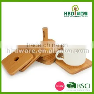 High Quality 7pcs Wooden Bamboo Cup Coaster Set From BSCI Factory thumbnail-1