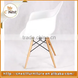 Plastic Wood Legs Chair With Armrest thumbnail-1