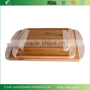 Premium Bamboo 2-Tone Cutting Board and Butcher Block - 3 Pack thumbnail-2