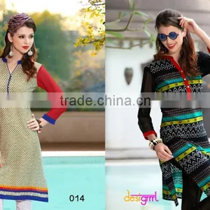Large Indian Women Desinger Kurta Cotton Embroidered Kurti Bollywood Top Tunic thumbnail-2