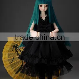 New Style Long Dark Blue Straight 1/4 BJD Doll Wig thumbnail-2