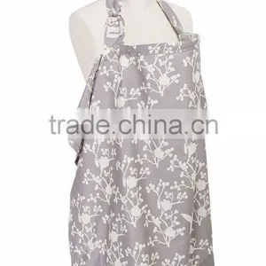 Wide Roomy Premium Quality Soft Organic Cotton Grey White Breast Feeding Nursing Cover thumbnail-3